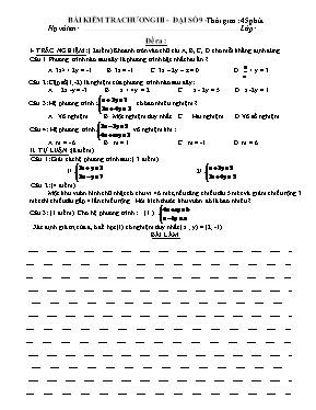 Bài kiểm tra chương III - Môn Đại số 9